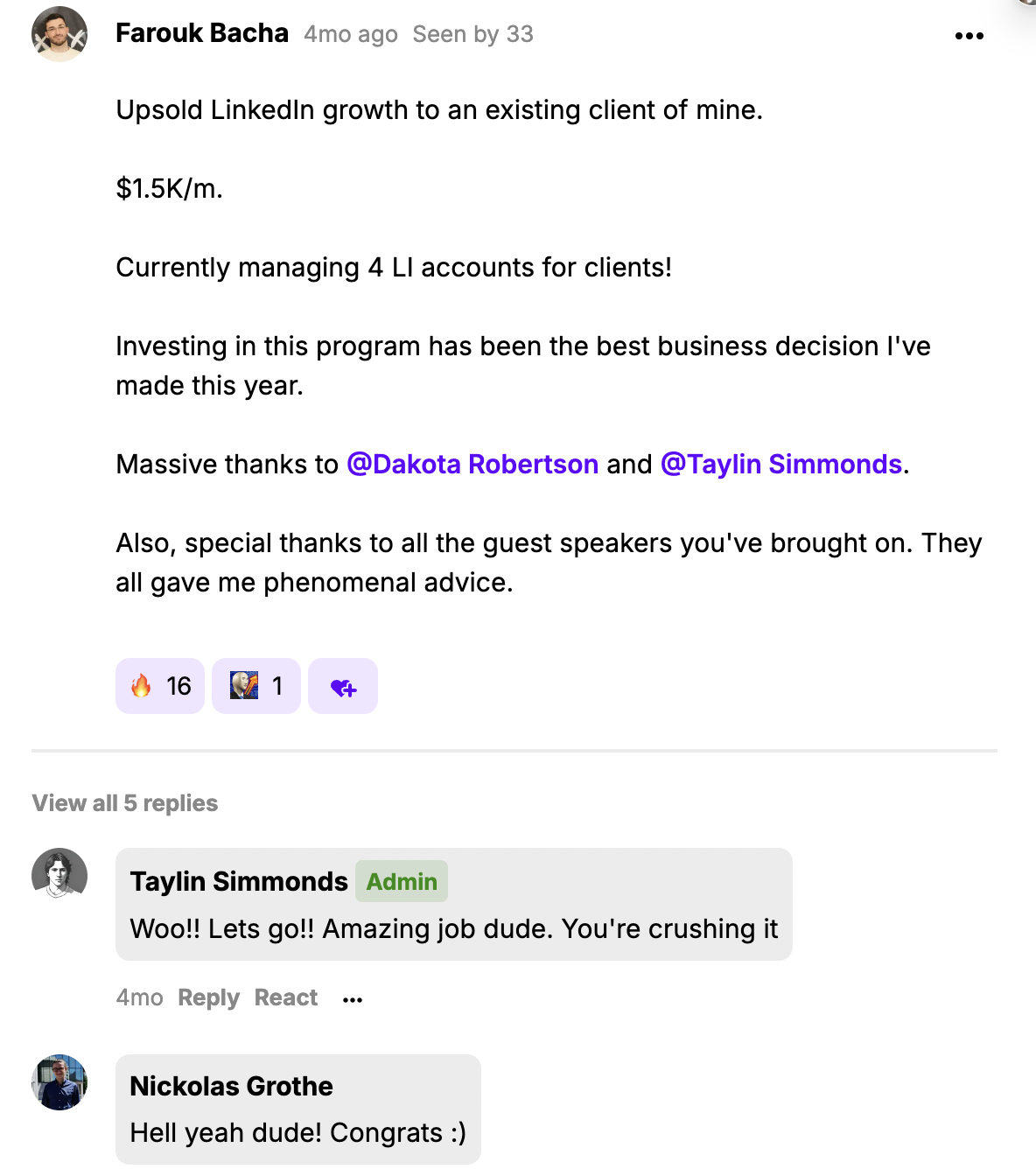 Farouk — $1,500/month client